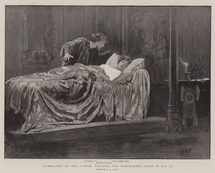 Cymbeline in het Lyceum Theatre, de Slaapkamer Scène in Act II